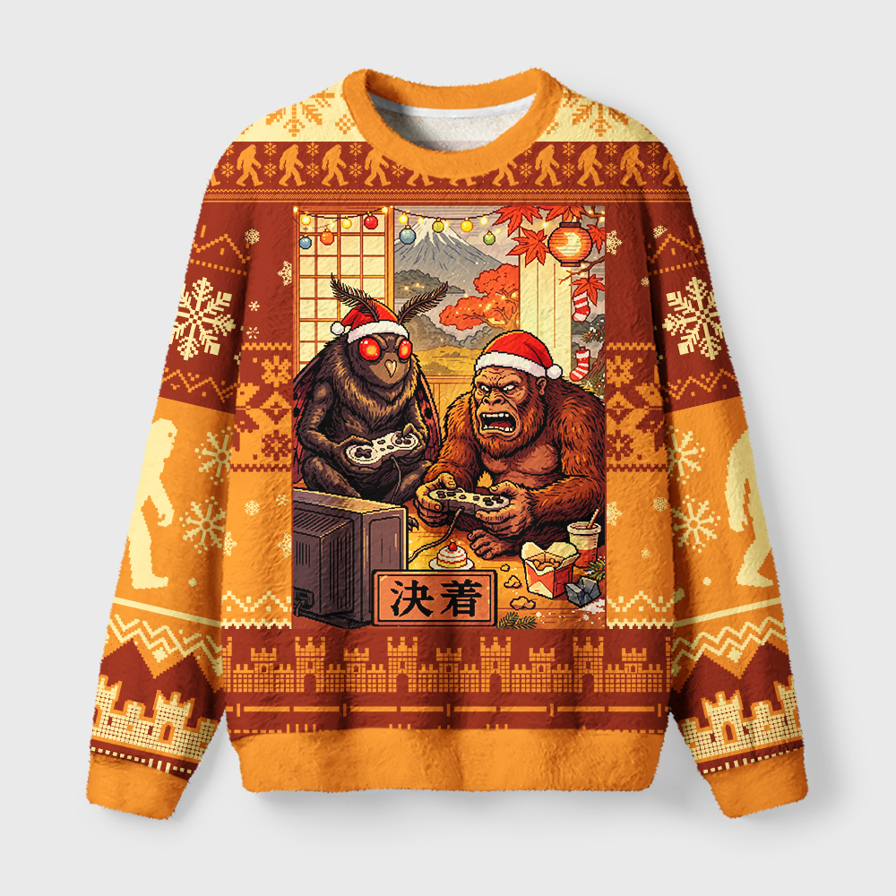 Tokyo-Tiger Mythic Game Battle Fuzzy Christmas Ugly Sweatshirt