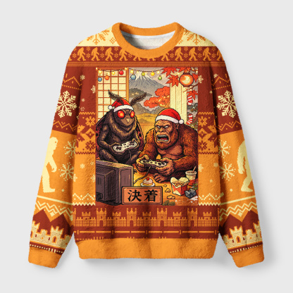 Tokyo-Tiger Mythic Game Battle Fuzzy Christmas Ugly Sweatshirt