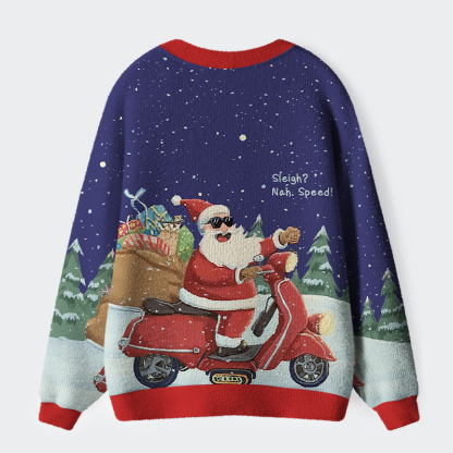 Tokyo-Tiger Santa’s High-Speed Holiday Ugly Cardigan Sweater