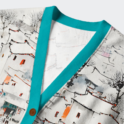 Tokyo-Tiger The White Of Winter Ugly Cardigan Sweater