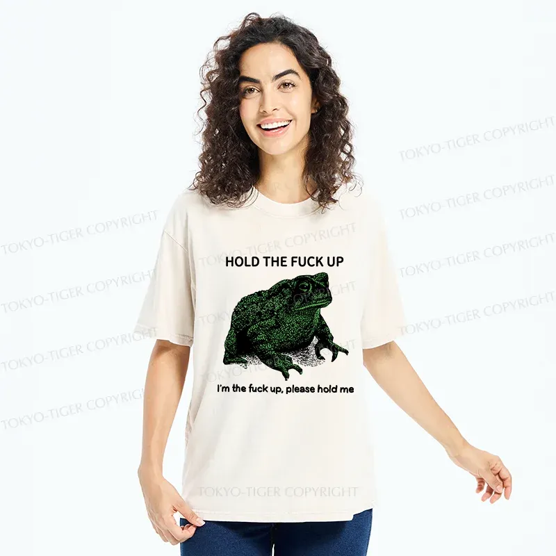 Tokyo-Tiger Funny Frog Meme Washed T-Shirt