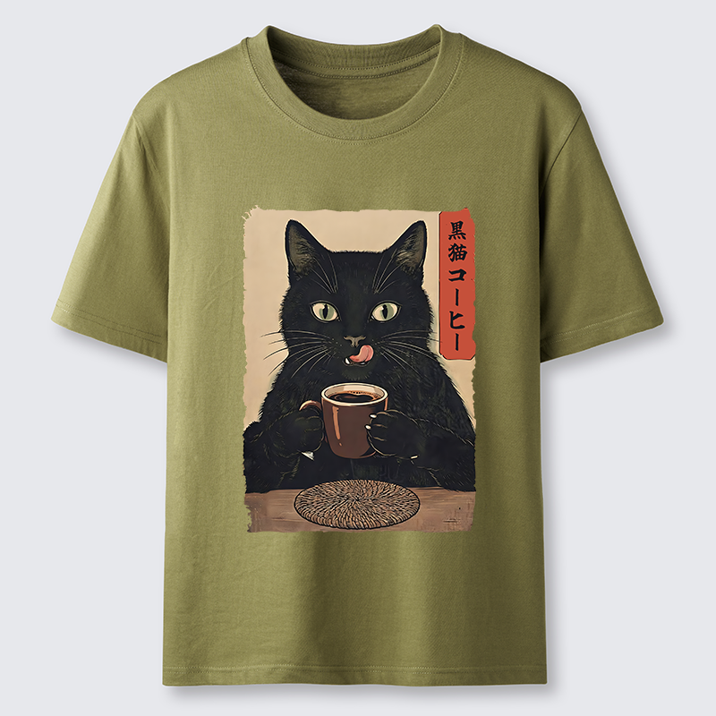 Tokyo-Tiger Vintage Black Cat Coffee Art Classic T-Shirt