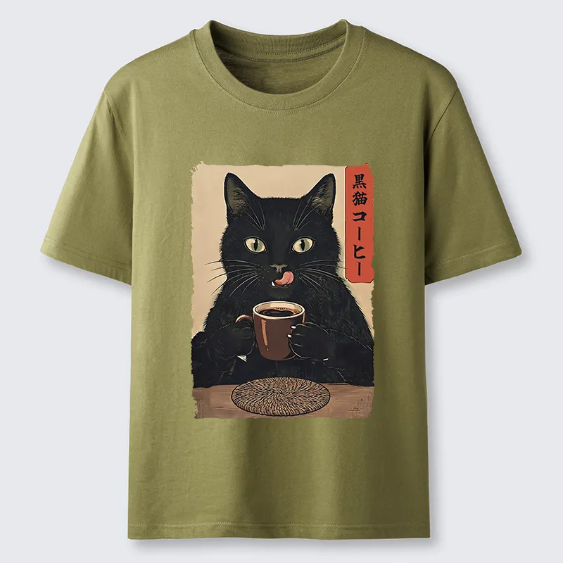 Tokyo-Tiger Vintage Black Cat Coffee Art Classic T-Shirt