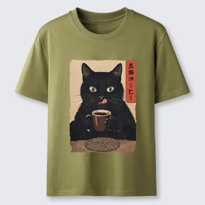 Tokyo-Tiger Vintage Black Cat Coffee Art Classic T-Shirt