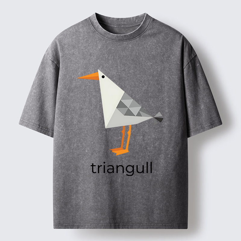 Tokyo-Tiger Cute Triangle Seagull Washed T-Shirt