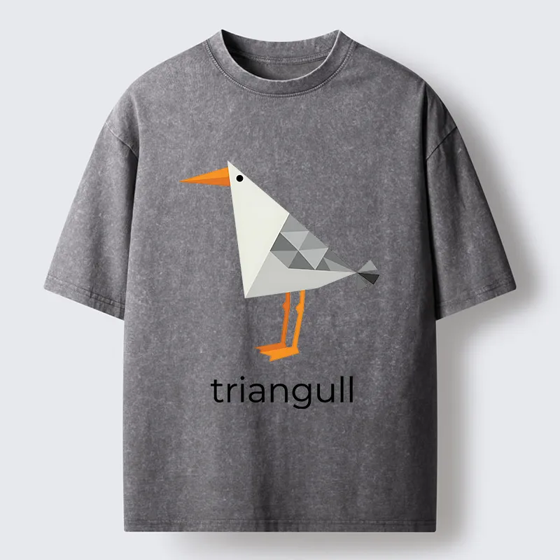 Tokyo-Tiger Cute Triangle Seagull Washed T-Shirt