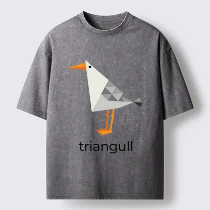 Tokyo-Tiger Cute Triangle Seagull Washed T-Shirt