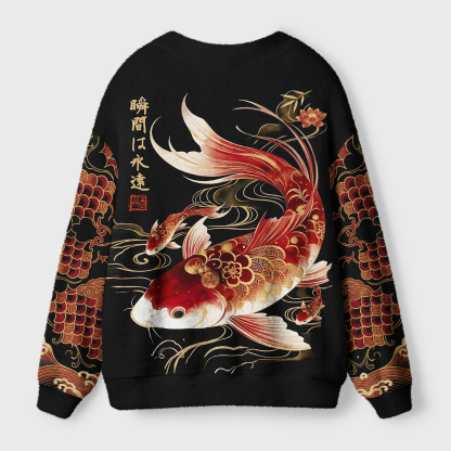 Tokyo-Tiger Elegant Koi Fish Watercolor Art Ugly Cardigan Sweater