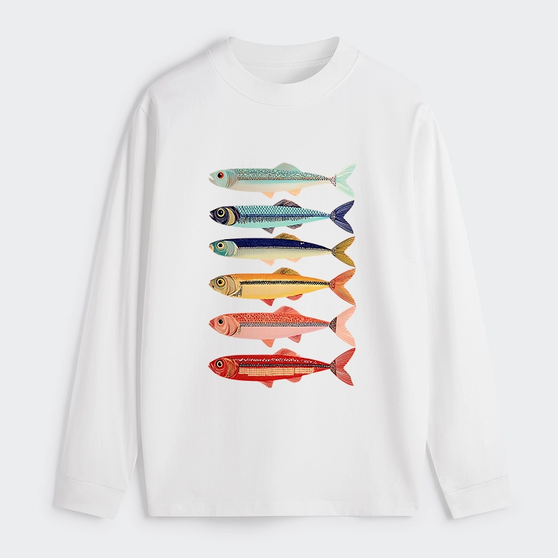 Tokyo‑Tiger Colorful Fish Stack Classic Long Sleeve T-Shirt