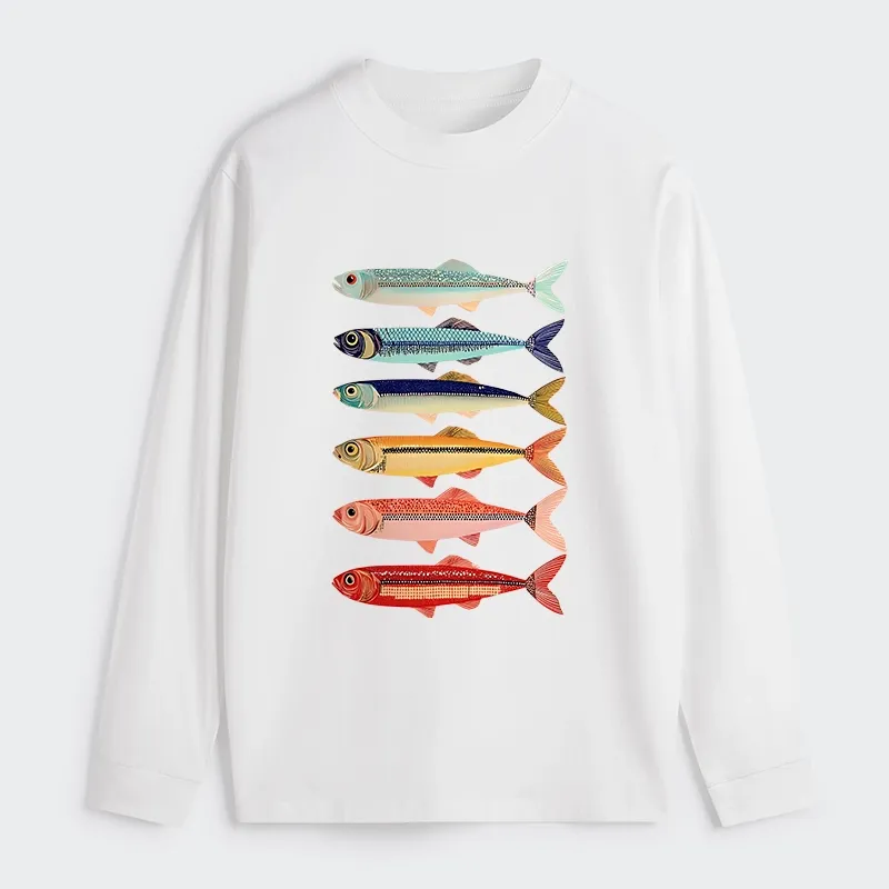 Tokyo‑Tiger Colorful Fish Stack Classic Long Sleeve T-Shirt