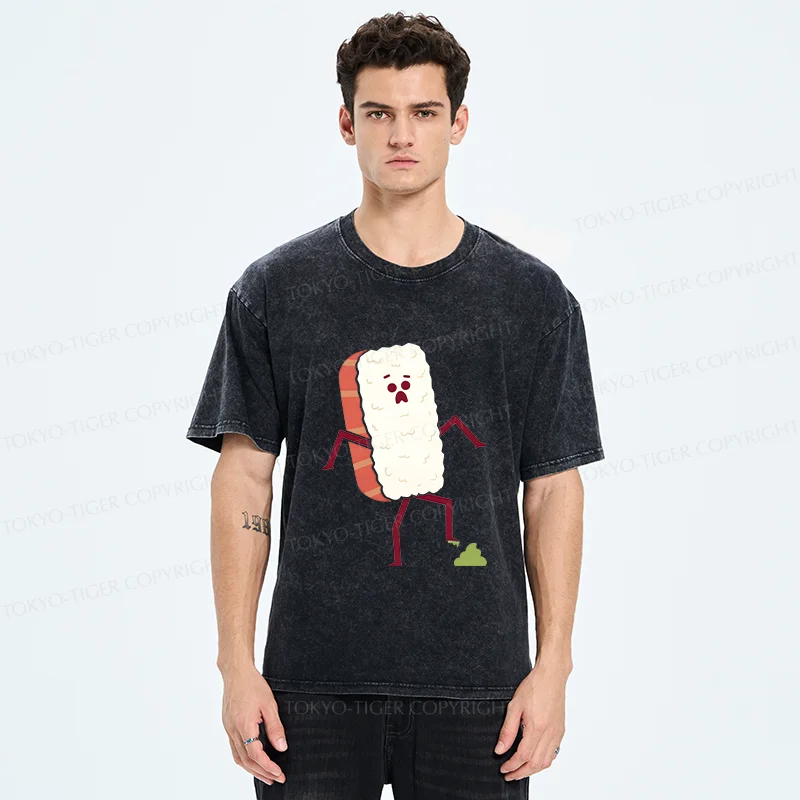 Tokyo-Tiger Sushi Stepped On Wasabi Washed T-Shirt