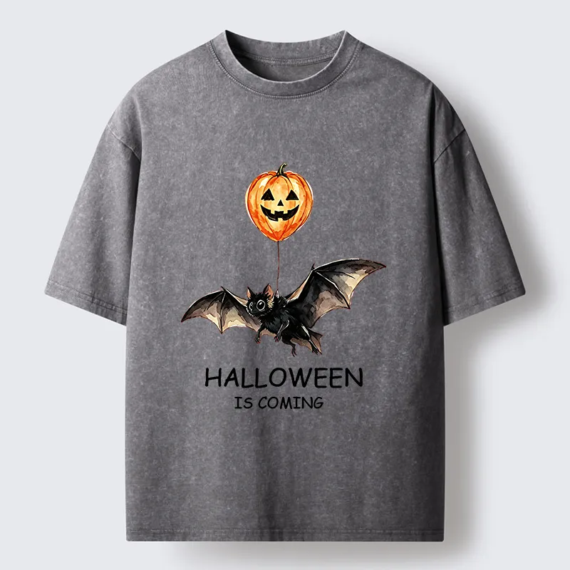 Tokyo‑Tiger Pumpkin Balloon Bat Meme Washed T‑Shirt