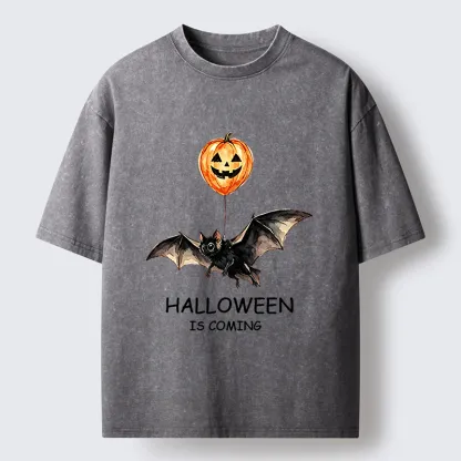Tokyo‑Tiger Pumpkin Balloon Bat Meme Washed T‑Shirt