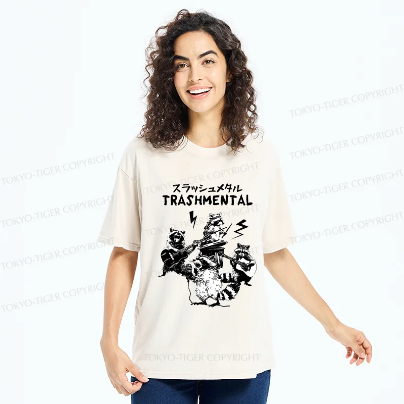 Tokyo-Tiger Trash Metal Band Washed T-Shirt