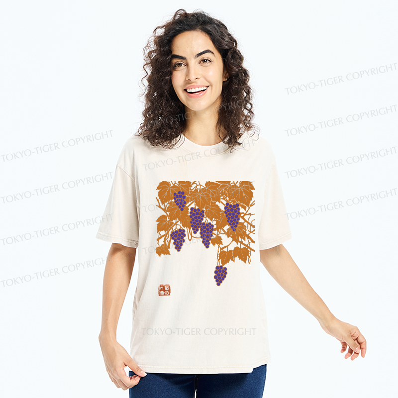 Tokyo-Tiger Flourishing Grapevines Washed T-Shirt