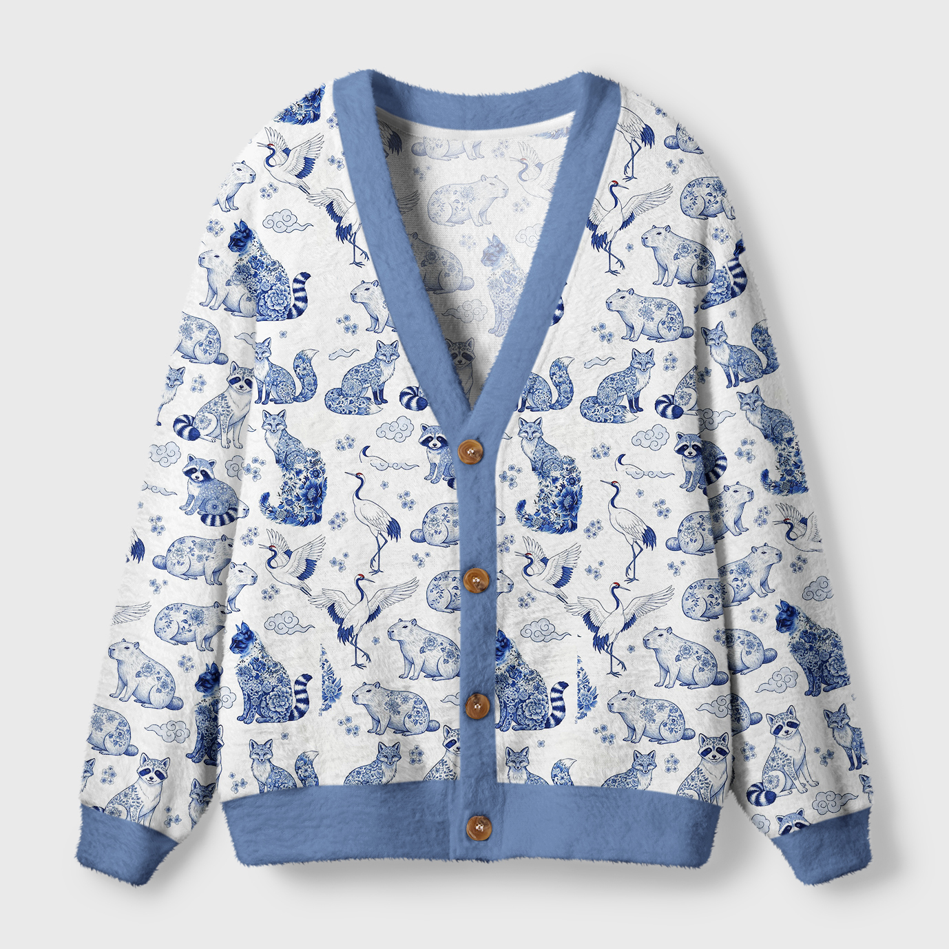Tokyo-Tiger Floral Adorned Animals In Harmony Ugly Cardigan Sweater Sale