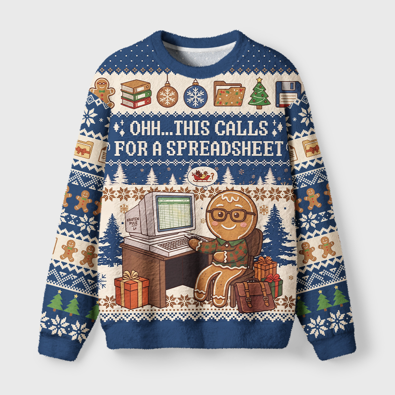 Tokyo-Tiger Funny Office Nerd Gingerbread Fuzzy Christmas Ugly Sweatshirt