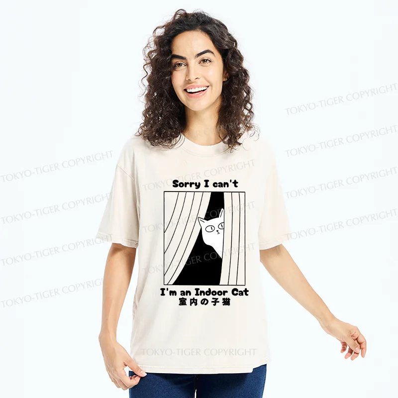 Tokyo-Tiger Indoor Kitten Funny Washed T-Shirt