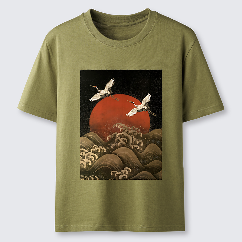 Tokyo-Tiger Japanese Crane Wave Art Classic T-Shirt