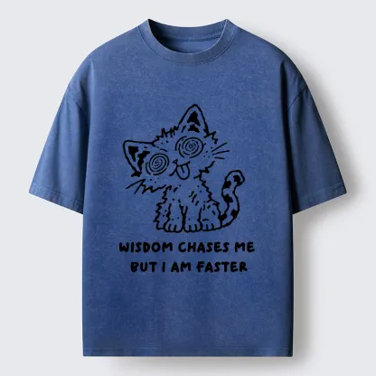 Tokyo-Tiger Escape Wisdom Cat Funny Meme Washed T-Shirt