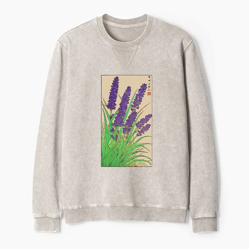 Tokyo-Tiger Japanese Lavender Washed Terry Sweatshirt