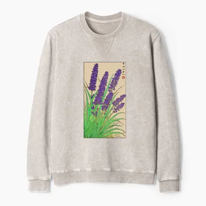 Tokyo-Tiger Japanese Lavender Washed Terry Sweatshirt