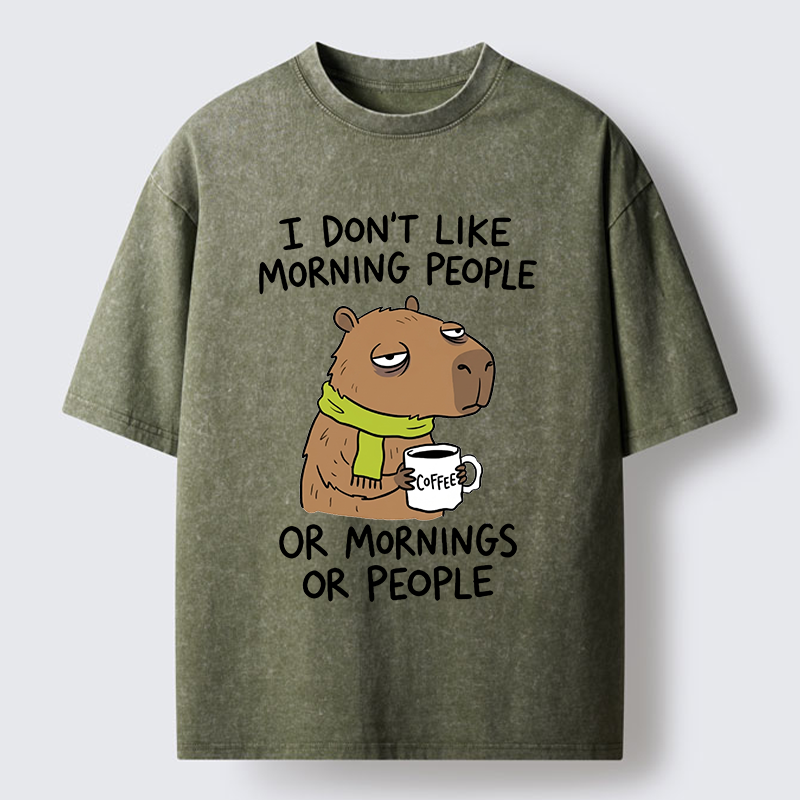 Tokyo-Tiger Funny Tired Morning Capybara Meme Washed T-Shirt