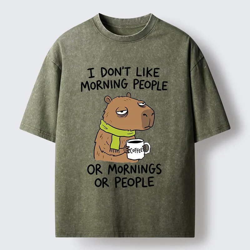 Tokyo-Tiger Funny Tired Morning Capybara Meme Washed T-Shirt