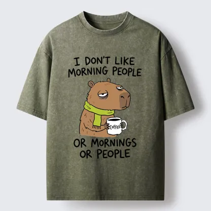 Tokyo-Tiger Funny Tired Morning Capybara Meme Washed T-Shirt
