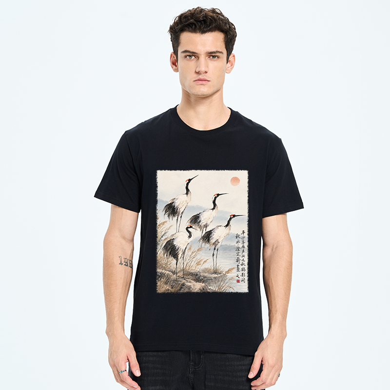 Tokyo-Tiger Vintage Oriental Crane Art Classic T-Shirt