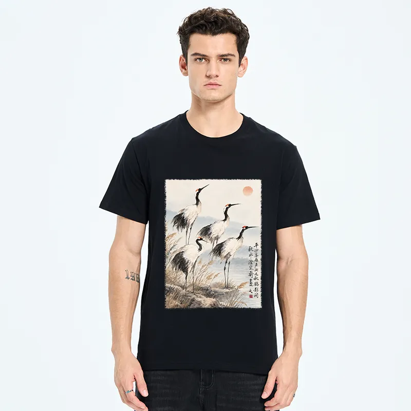 Tokyo-Tiger Vintage Oriental Crane Art Classic T-Shirt