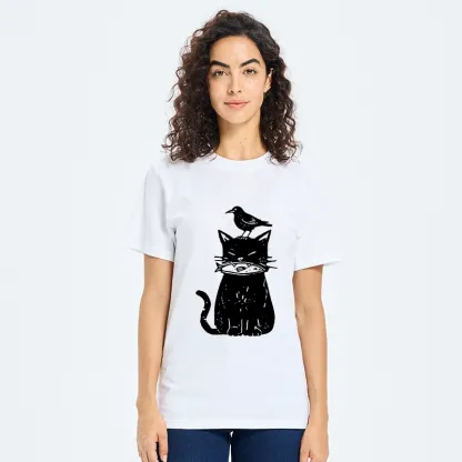 Tokyo-Tiger Black Cat With Fish And Bird Classic T-Shirt
