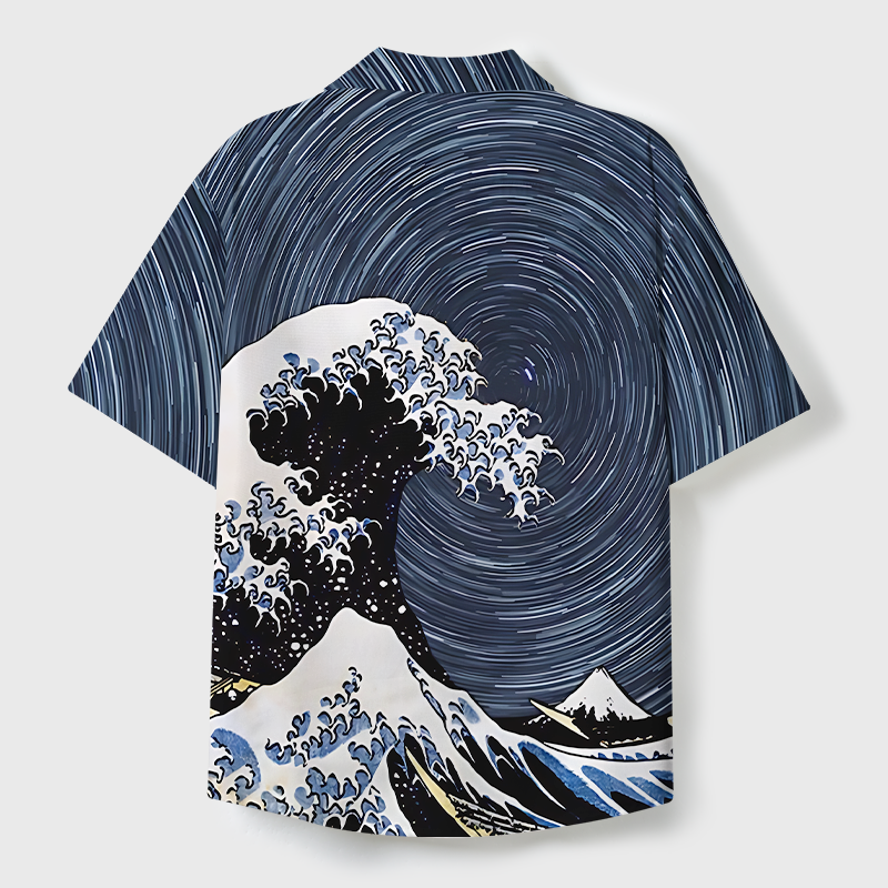 Tokyo-Tiger Great Wave Cuban Collar Shirt