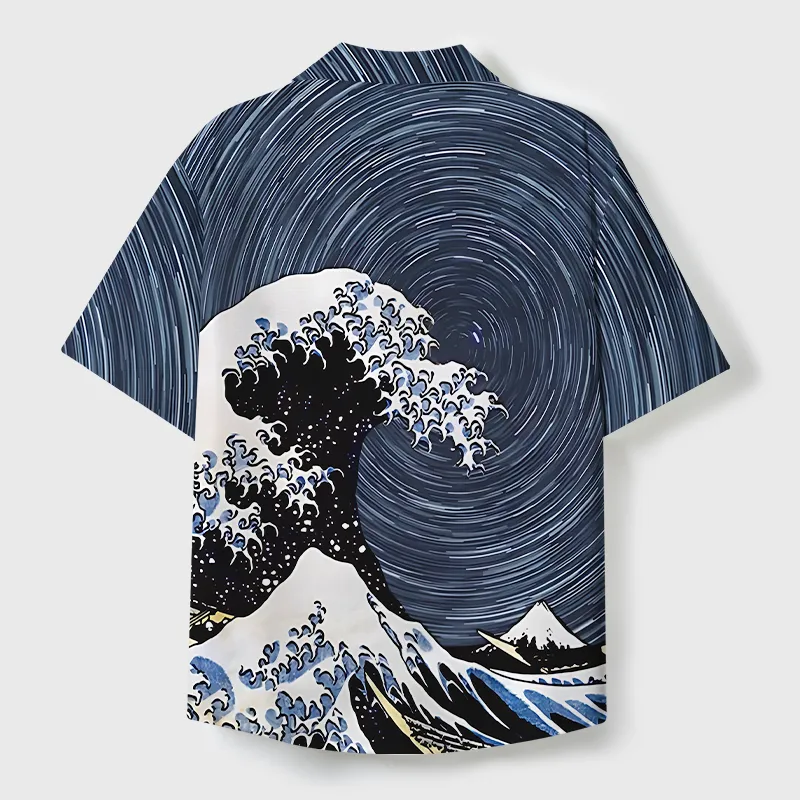 Tokyo-Tiger Great Wave Cuban Collar Shirt