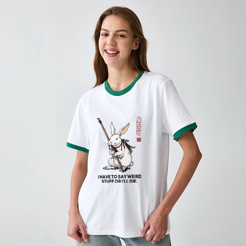 Tokyo-Tiger Rabbit Gotta Say Weird Stuff Or Die Trim T-Shirt