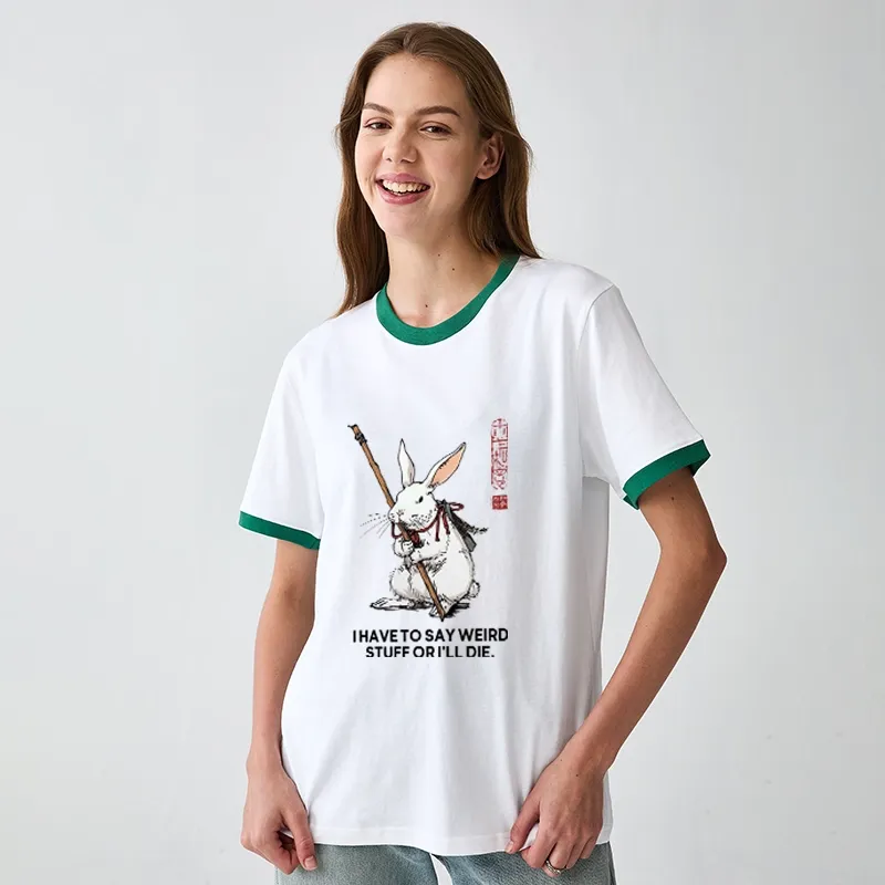 Tokyo-Tiger Rabbit Gotta Say Weird Stuff Or Die Trim T-Shirt