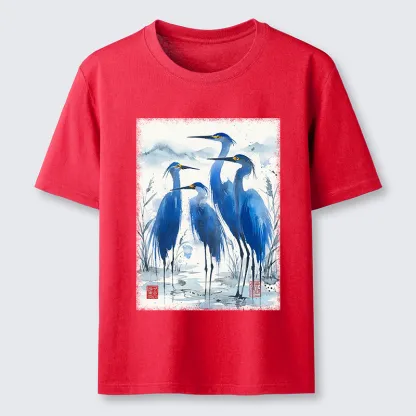 Tokyo-Tiger Blue Heron Ink Art Classic T-Shirt