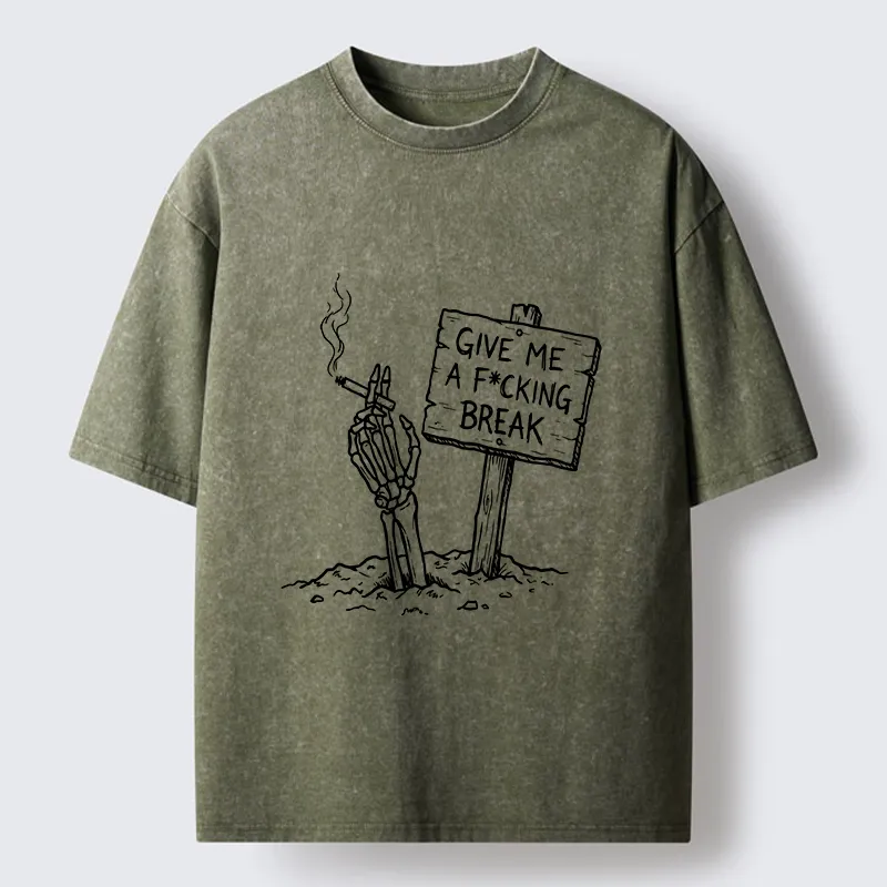 Tokyo‑Tiger Skeleton Stress Mood Washed T-Shirt
