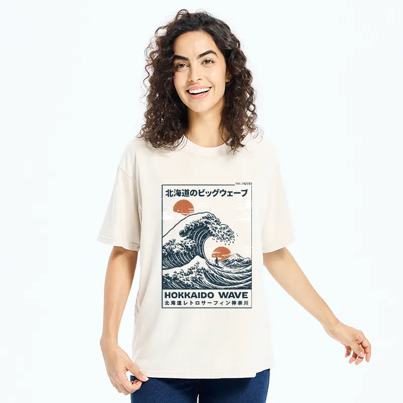 Tokyo-Tiger Surfing In Hokkaido Washed T-Shirt