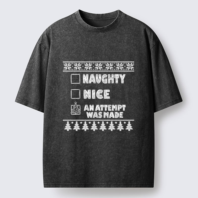 Tokyo-Tiger Santa Checklist Funny Meme Washed T-Shirt