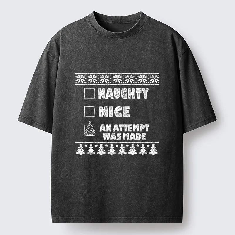 Tokyo-Tiger Santa Checklist Funny Meme Washed T-Shirt
