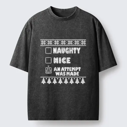Tokyo-Tiger Santa Checklist Funny Meme Washed T-Shirt