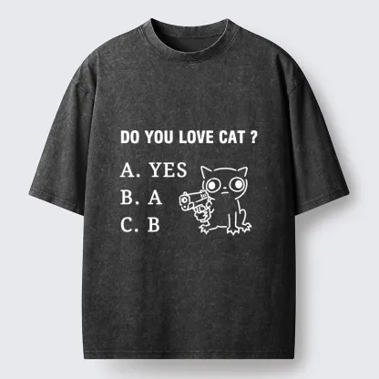 Tokyo-Tiger Funny Cat Quiz Meme Washed T-Shirt