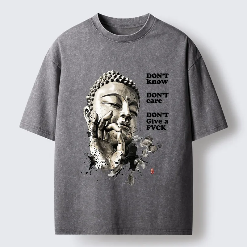 Tokyo‑Tiger Chill Buddha Meme Washed T‑Shirt