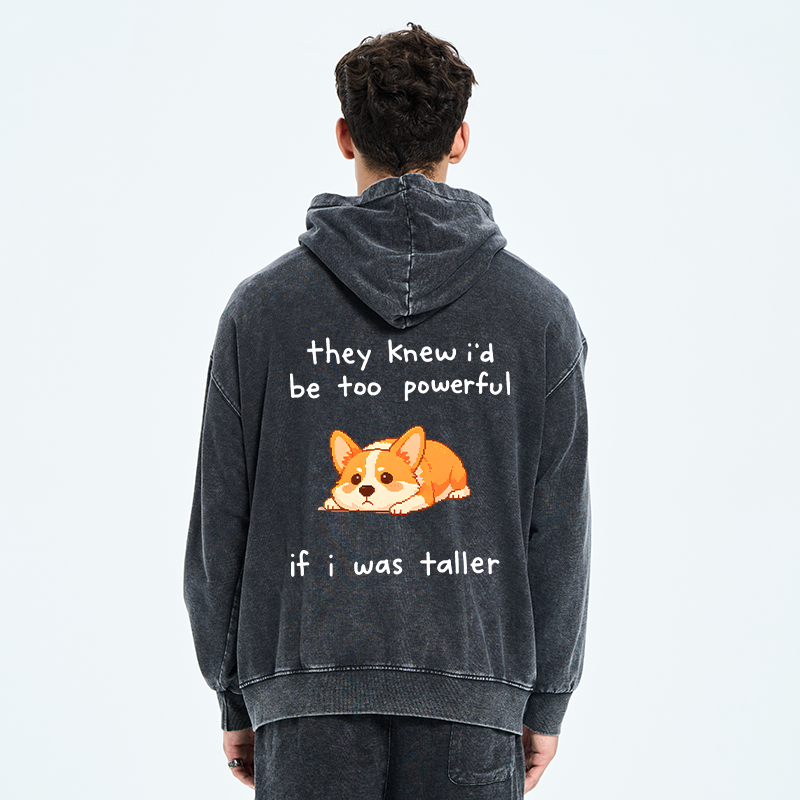 Tokyo-Tiger Funny Short Dog Joke Washed Zip Hoodie