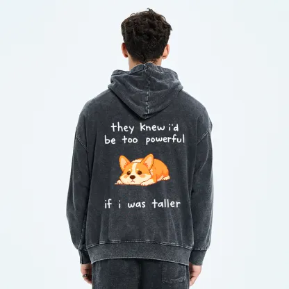 Tokyo-Tiger Funny Short Dog Joke Washed Zip Hoodie