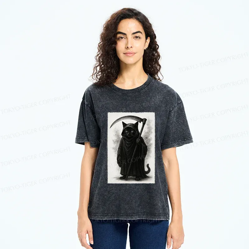 Tokyo-Tiger Death Cat Washed T-Shirt