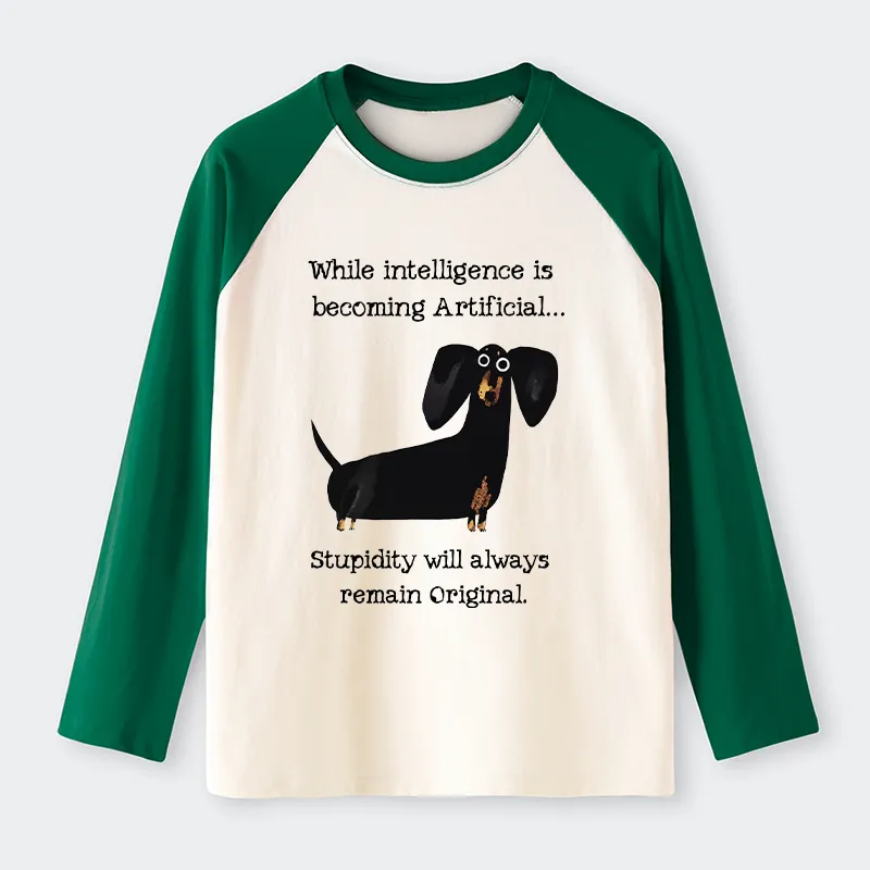 Tokyo-Tiger Dachshund Real Humor Funny Meme Raglan Long Sleeve T-shirt
