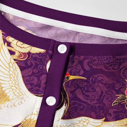 Tokyo-Tiger Purple Mist Flower Crane Women's Lightweight Cardigan