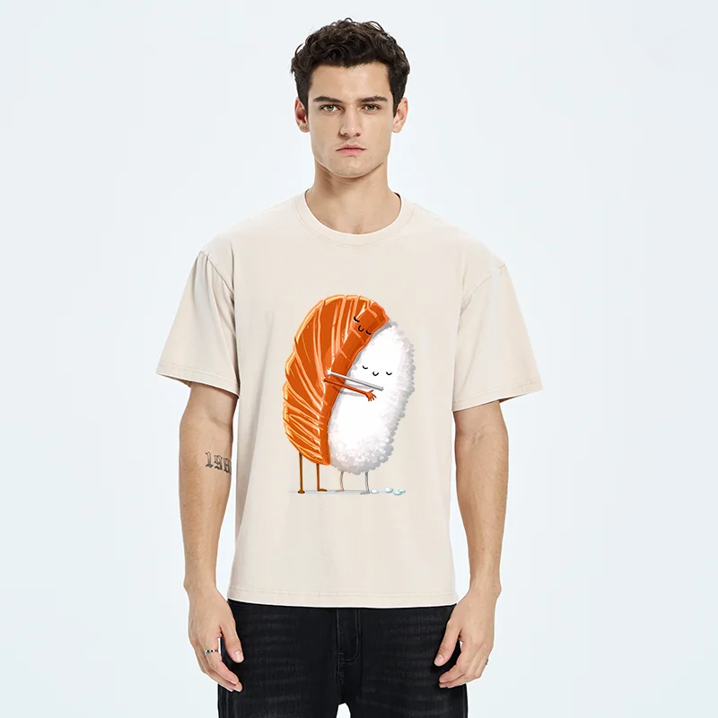 Tokyo-Tiger Sushi Hug Japan Washed T-Shirt